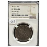 1876-S SEATE LIBERTY HALF DOLLAR - NGC: XF DETAILS