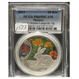 2011 MALAWI 20KW - SHOU RABBIT - 1 OZ SILVER COIN