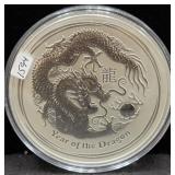 2012 YEAR OF THE DRAGON 10 OZ SILVER ROUND