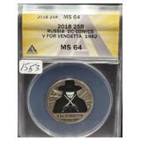 2018 RUSSIA 25R CLAD COIN - DC COMICS '1982 V FOR