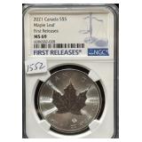 2021 CANADA SILVER MAPLE LEAF - 1 OZ SILVER COIN -