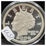 2009 - 1 OZ SILVER ROUND - $20 LIBERTY DOLLAR -