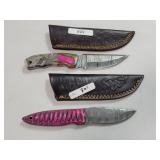 2 KNIVES WITH DAMASCUS BLADES