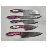 5 PC KNIFE SET WITH DAMASCUS BLADES