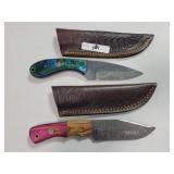 2 KNIVES - ONE WITH DAMASCUS BLADE AND ONE WITH
