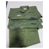 2 U.S. AIR FORCE OD GREEN SHIRTS WITH PATCHES