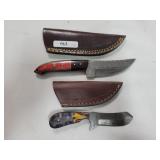 2 KNIVES WITH DAMASCUS BLADES