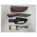 2 KNIVES WITH DAMASCUS BLADES