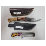 2 KNIVES WITH DAMASCUS BLADES