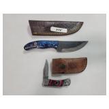 2 KNIVES: DAMASCUS BLADE FOLDING KNIFE AND FILE