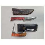 2 KNIVES: FOLDING POCKET KNIFE AND DAMASCUS BLADE