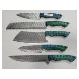 5 PC KNIFE SET WITH DAMASCUS BLADES