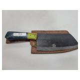 FILE BLADE CLEAVER WITH LEATHER SHEATH