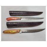 2 KNIVES WITH DAMASCUS BLADES