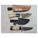 2 KNIVES WITH DAMASCUS BLADES