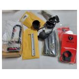 BOX OF ASSORT  SCOPE COVERS, SLING ADAPTERS