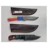 2 KNIVES WITH DAMASCUS BLADES