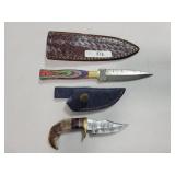 2 KNIVES WITH DAMASCUS BLADES