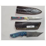 2 KNIVES WITH DAMASCUS BLADES