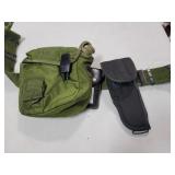 MILITARY WEB GEAR BELT W/PISTOL HOLSTER,