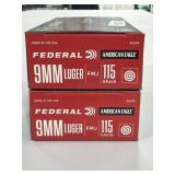 100 ROUNDS FEDERAL 9MM LUGER AMMO