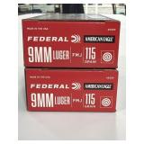 100 ROUNDS FERDERAL 9MM LUGER AMMO
