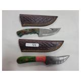 2 KNIVES WITH DAMASCUS BLADES