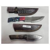 2 KNIVES WITH DAMASCUS BLADES