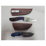 2 KNIVES WITH DAMASCUS BLADES