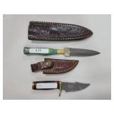 2 KNIVES WITH DAMASCUS BLADES