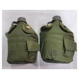 (2) 1 QT U.S. MILITARY CANTEENS W/COVERS