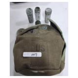 U.S. CANTEEN COVER AND (11) RUBBER STORAGE BOTTLES