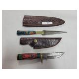 2 KNIVES WITH DAMASCUS BLADES