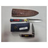 2 KNIVES WITH DAMASCUS BLADES