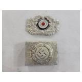 NAZI BELT BUCKEL AND MISC PIN
