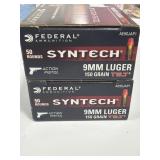 100 ROUNDS FEDERAL SYNTECH 9MM LUGER AMMO