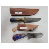 2 KNIVES WITH DAMASCUS BLADES