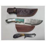 2 KNIVES WITH DAMASCUS BLADES