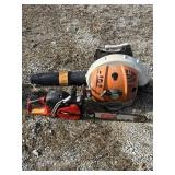UNTESTED GAS BLOWER AND CHAIN SAW UNTESTED