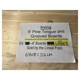 [512LFT] 8' PINE TONGUE AND GROOVED BOARDS