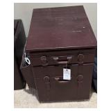 BROWN END TABLE - 1 DRAWER, 1 DOOR, SIDE STORAGE