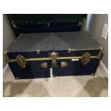 VTG-STYLE FOOT LOCKER STORAGE TRUNK W/ BRASS-TONE