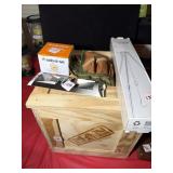 WOODEN "MAN CRATES" BOX & OUTDOOR CAMPING ITEMS...