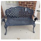 BLACK CAST ALUMINUM OUTDOOR GARDEN BENCH