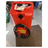 14 GALLONS OF GAS IN ROLL AROUND TANK W/ NOZZLE