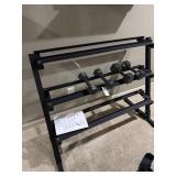 THREE-TIERED DUMBBELL STORAGE RACK W/ (2) SETS OF