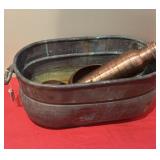 VTG COPPER PLANTER/TUB, VTG COPPER WATER BOTTLE,