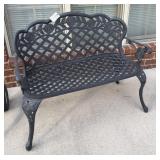 BLACK CAST ALUMINUM OUTDOOR GARDEN BENCH