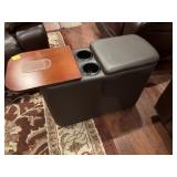 FAUX LEATHER AND WOOD END TABLE W/ STORAGE & HIDDE