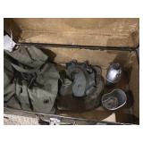 US FOOT LOCKER W/ ALUMINUM CANTEEN, ARMY DUFFLE BA